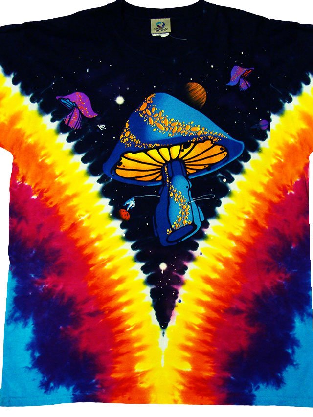 mushroom themed tie dye tshirt in a size medium but... - Depop